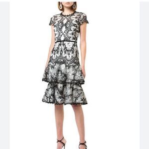 NWT Marchesa Notte Cocktail Dress Size 10 Lace wedding guest Black Tie